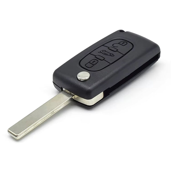 For Peugeot 407 blade 3 button flip remote key blank with trunk button